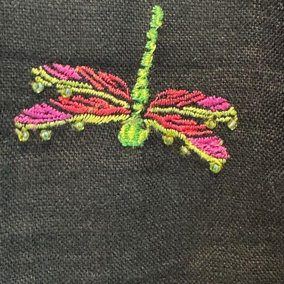 Sarah Spencer18W Black 100% Linen Pants | Embroidered Dragonflies | Plus | Good - Picture 10 of 10